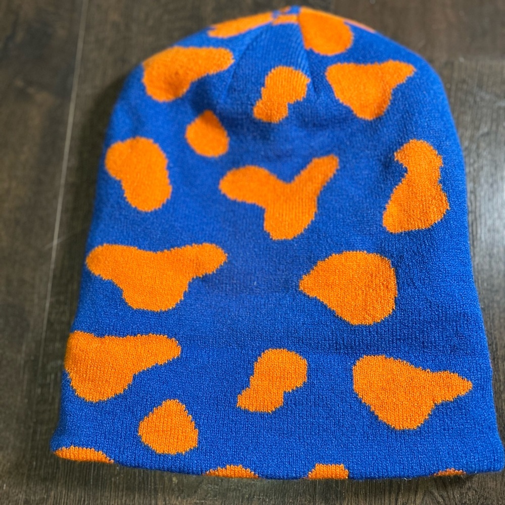 Blue and Orange Patterned Beanie Hat - Picture 2 of 2